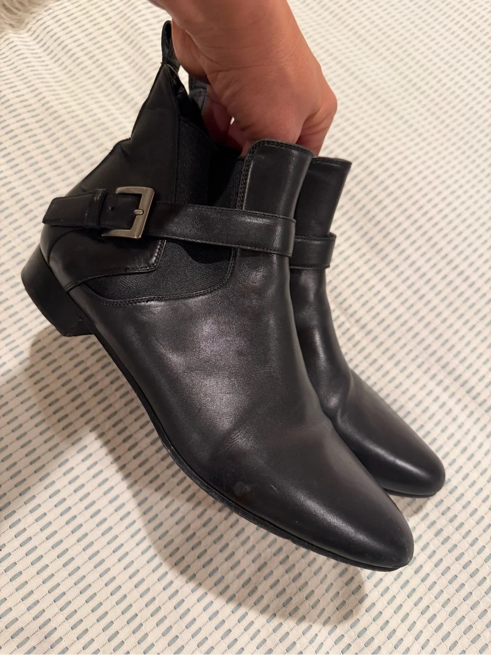 Miu Miu Black Leather Ankle Booties with Side Strap Size 9